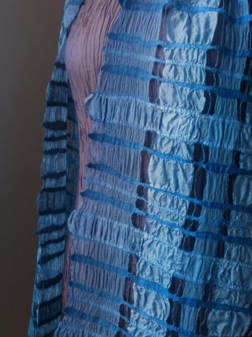 Chequered soft shawl - summer blues on 3 silks