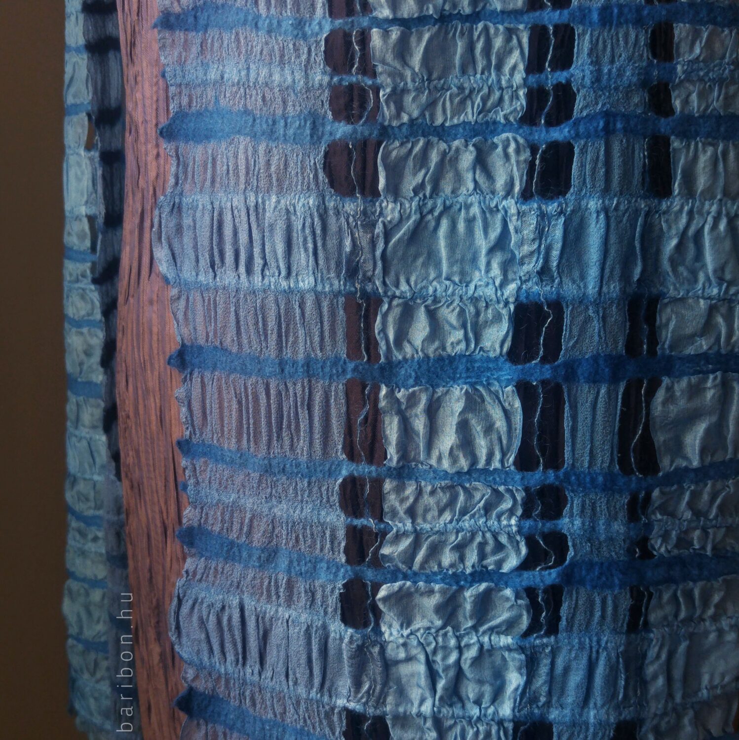 Chequered soft shawl - summer blues on 3 silks