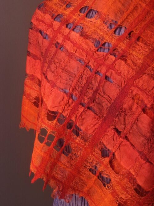 Chequered soft shawl - fox reds on 3 silks