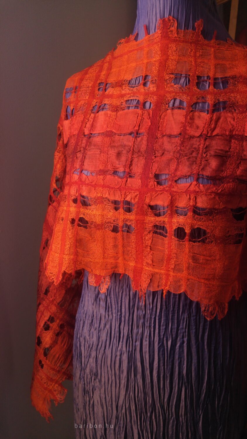Chequered soft shawl - fox reds on 3 silks