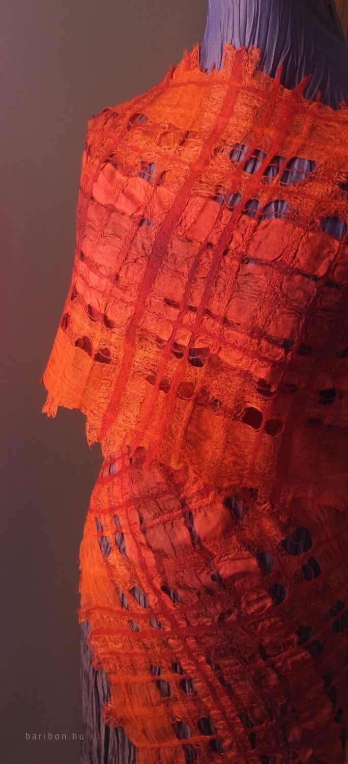 Chequered soft shawl - fox reds on 3 silks
