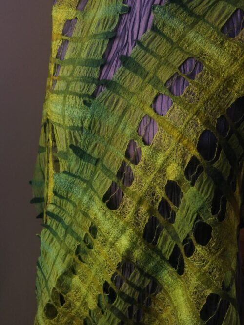 Chequered soft shawl - forest greens on 2 silks