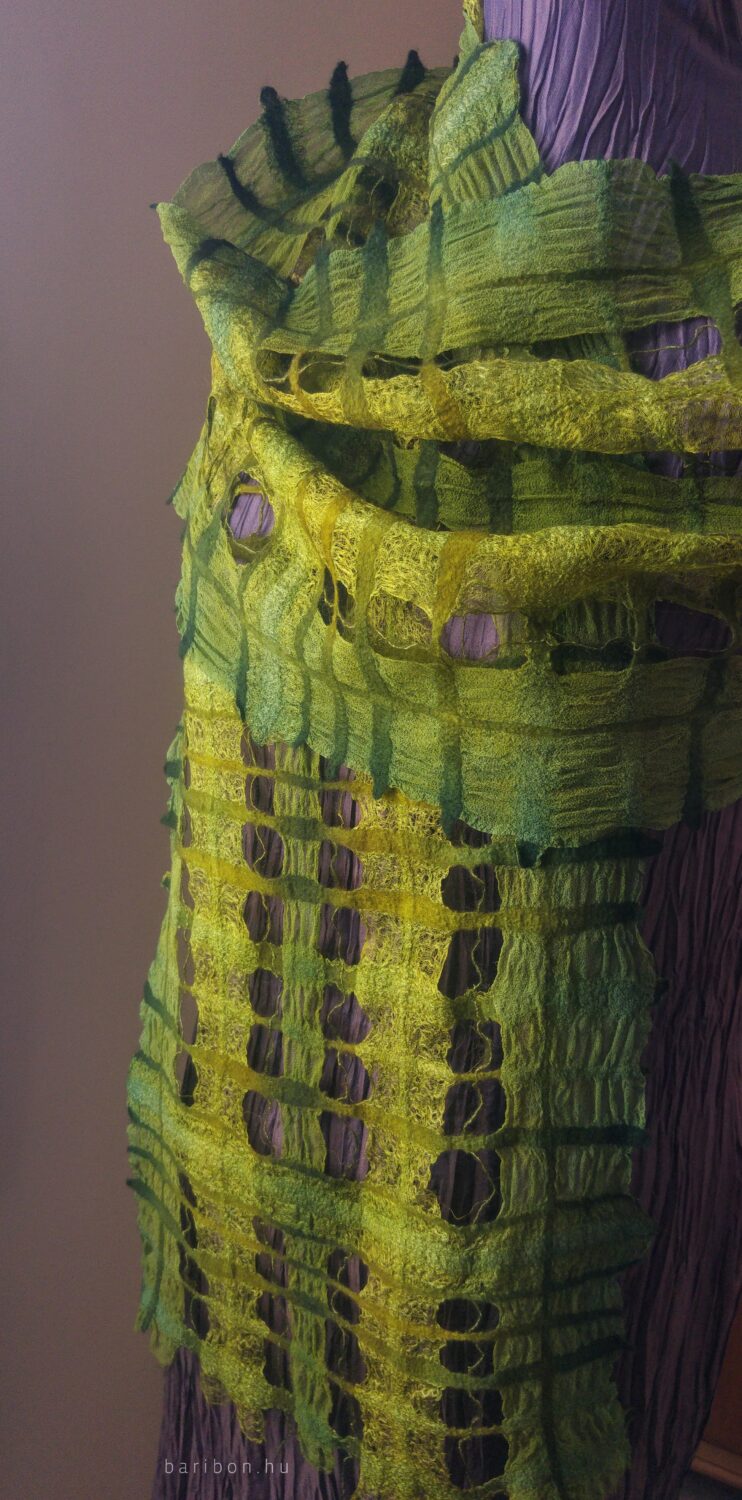 Chequered soft shawl - forest greens on 2 silks