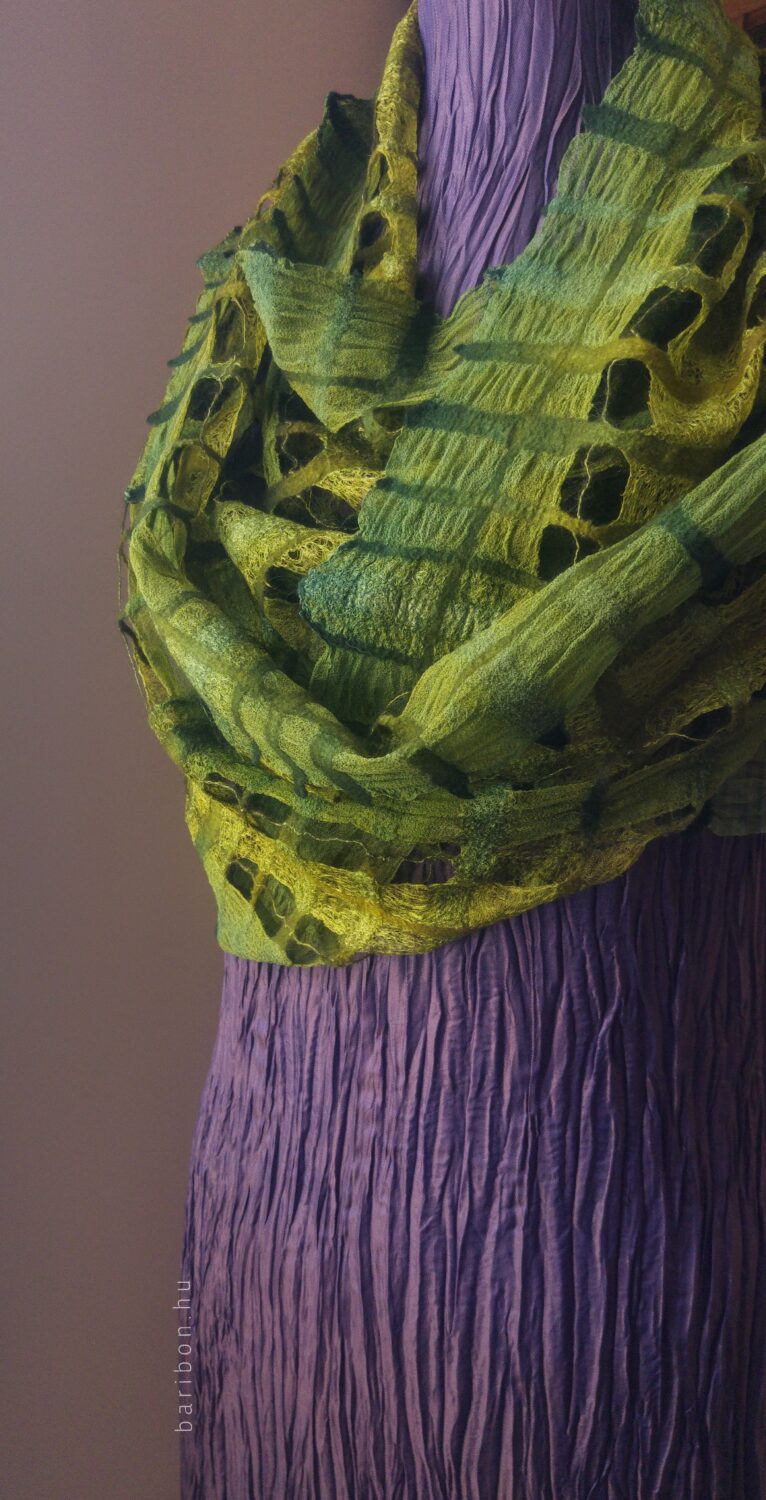 Chequered soft shawl - forest greens on 2 silks