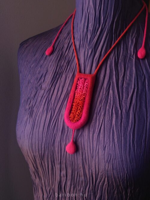 Creased silky necklace - orange and pink colours