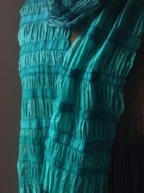 Teal waves - silk shawl