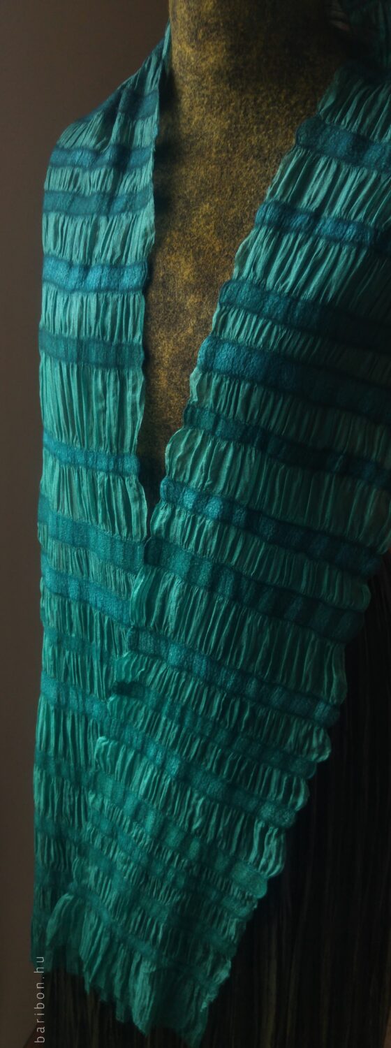 Teal waves - silk shawl
