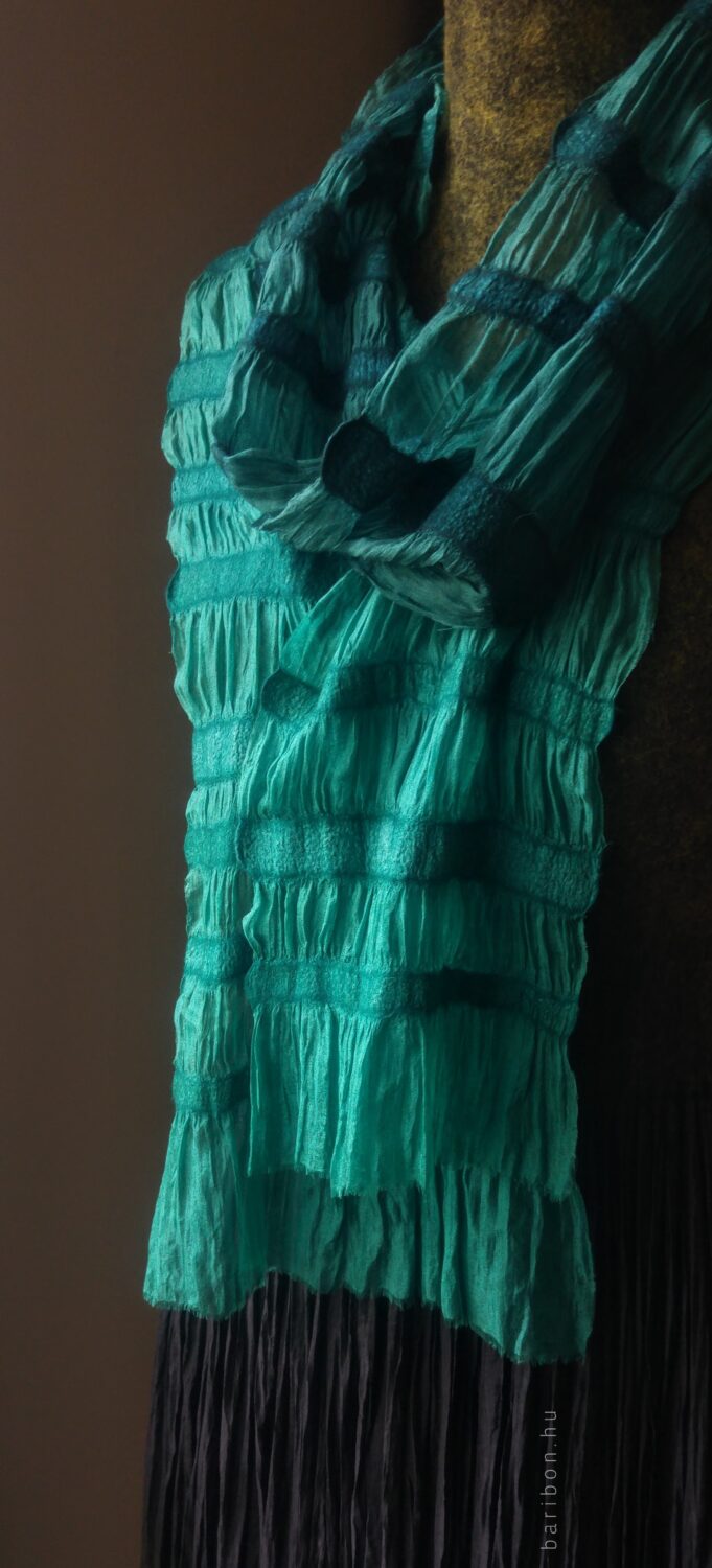 Teal waves - silk shawl