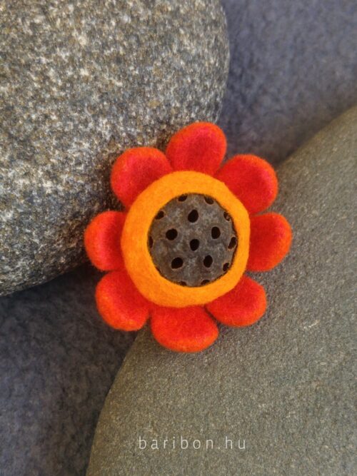 Flower shaped orange and yellow lotus ring