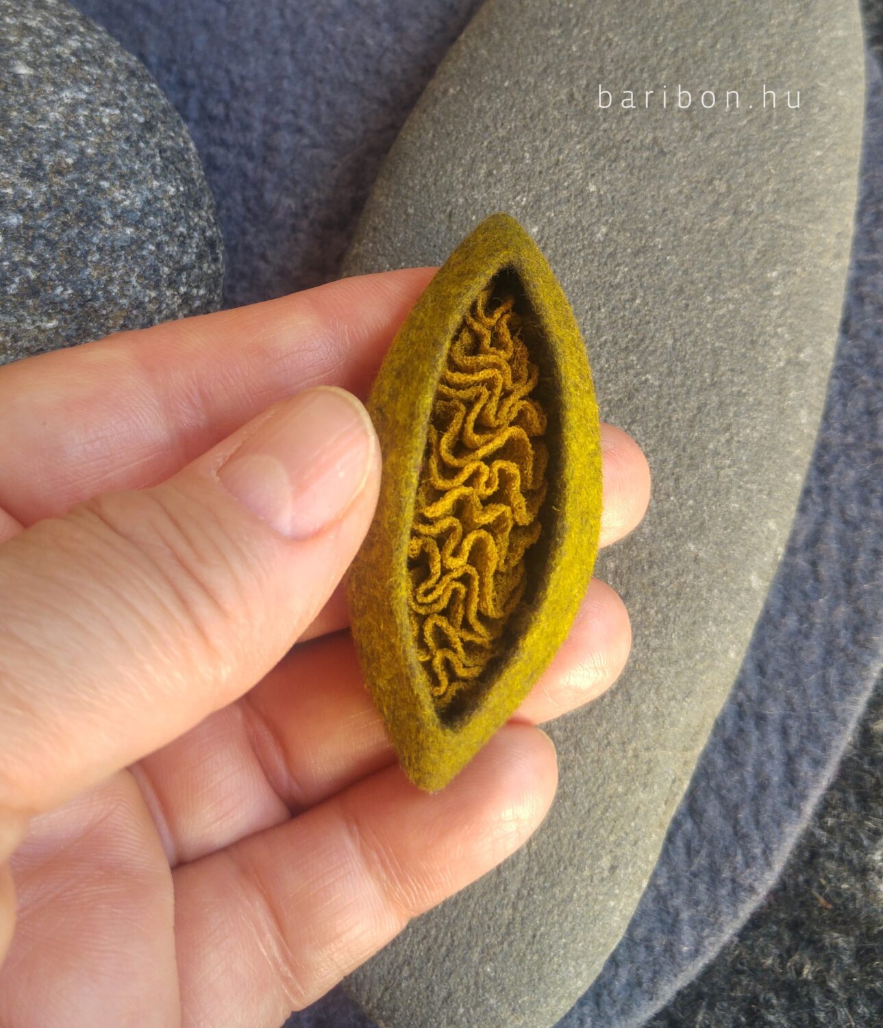 Creased silk olive ring
