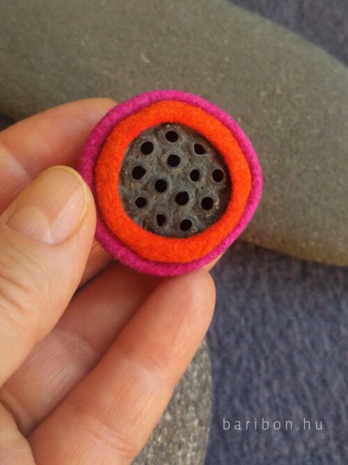 Double-cradle orange-magenta lotus ring
